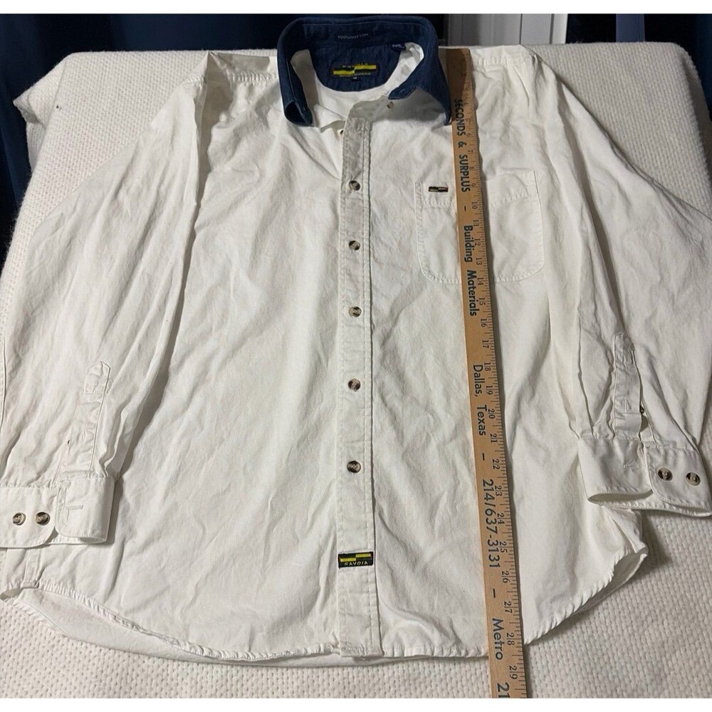 Vintage Savoia Sportswear Men's Medium White Button Down Shirt Denim Collar